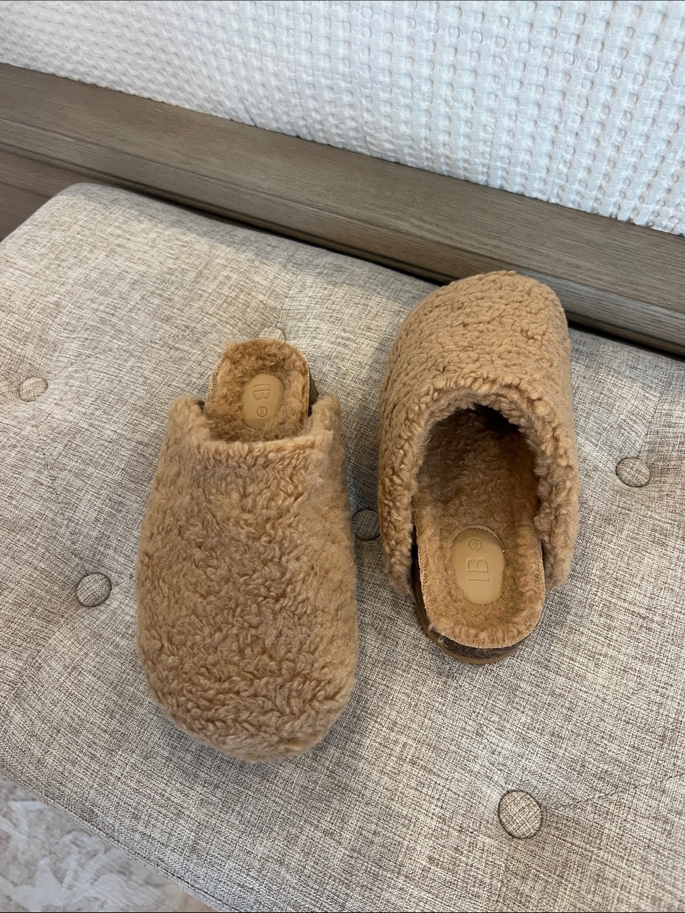 Tan Sherpa Fuzzy Clog Slippers